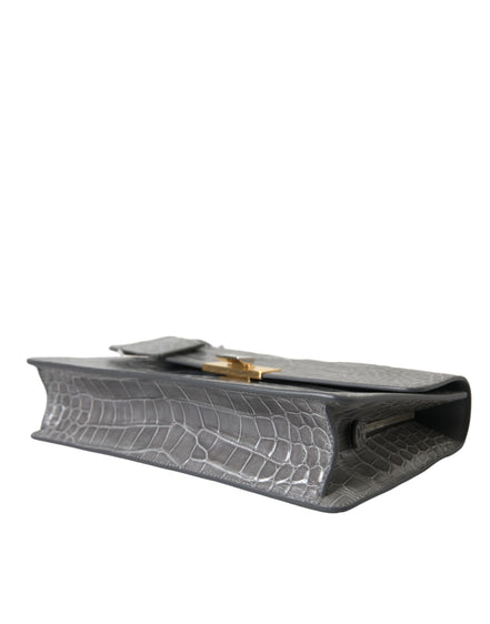 Graue Exotenleder Handtasche Medium Schulter