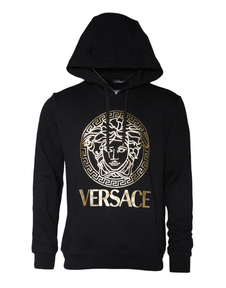 Schwarzer Medusa Druck Baumwolle HoodiePullover Sweatshirt Pullover