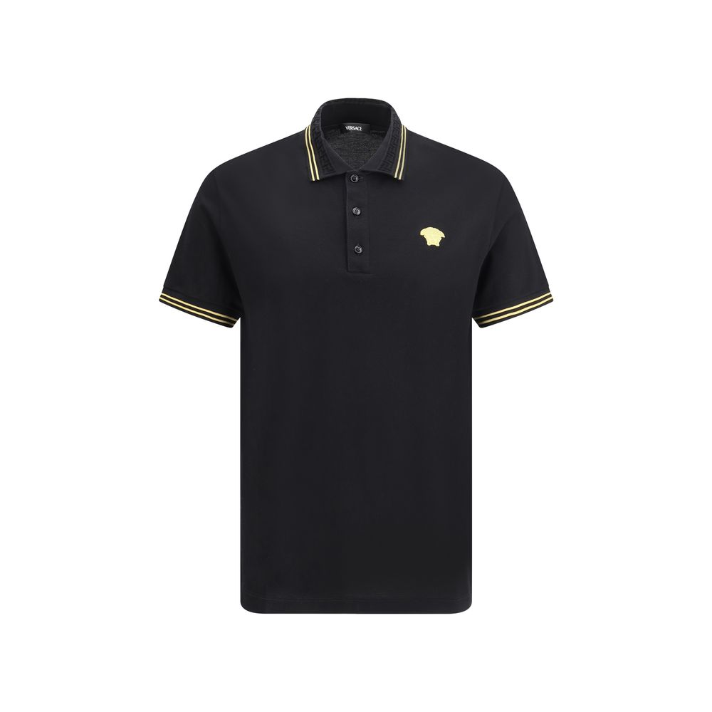 Schwarzes Baumwoll-Poloshirt