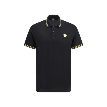 Schwarzes Baumwoll-Poloshirt