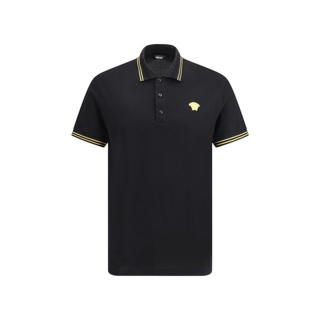 Schwarzes Baumwoll-Poloshirt