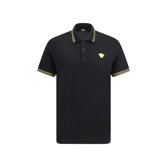 Schwarzes Baumwoll-Poloshirt