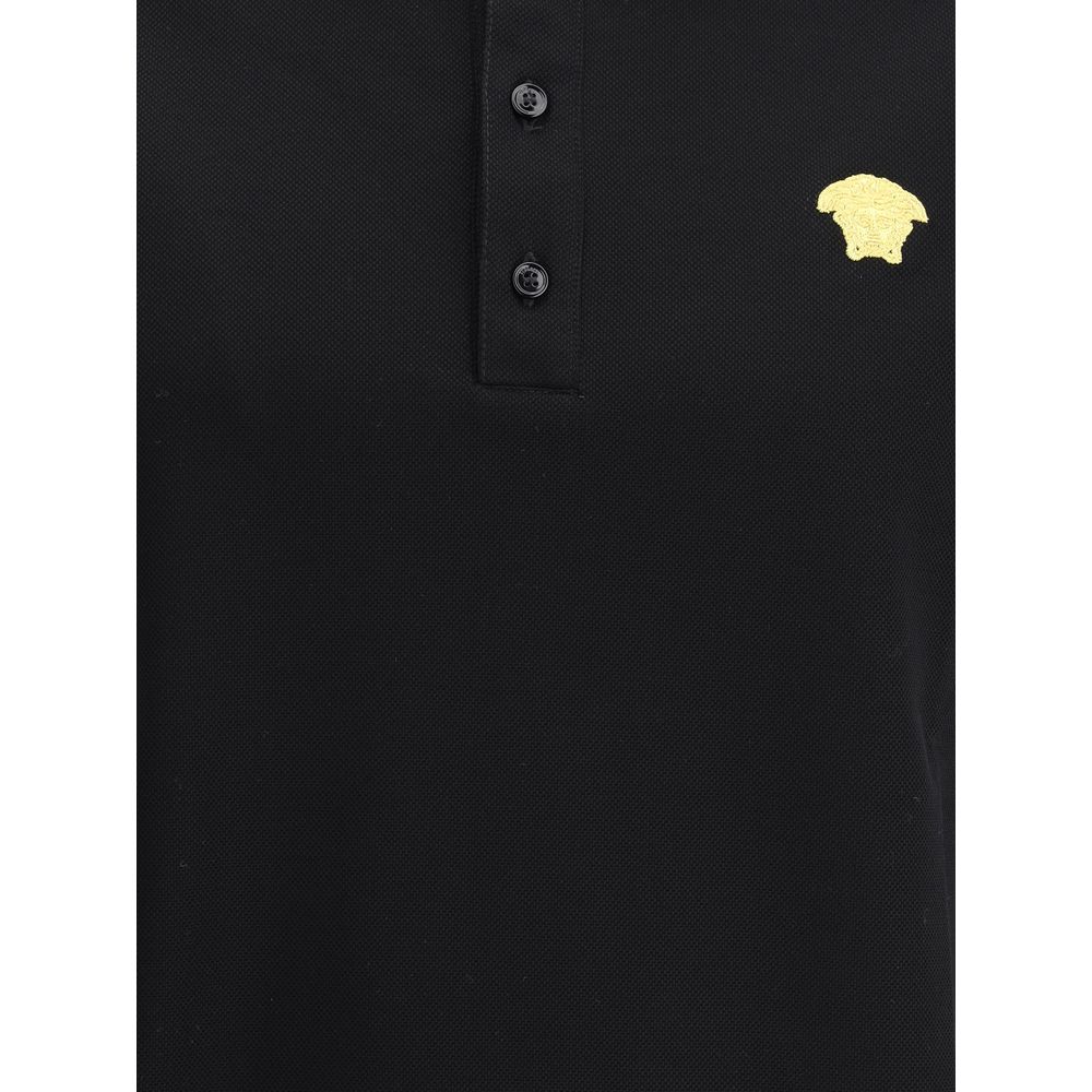 Schwarzes Baumwoll-Poloshirt