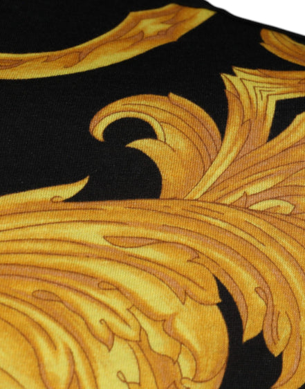 Schwarzes T-Shirt mit Rundhalsausschnitt aus Baumwolle mit Medusa-Druck