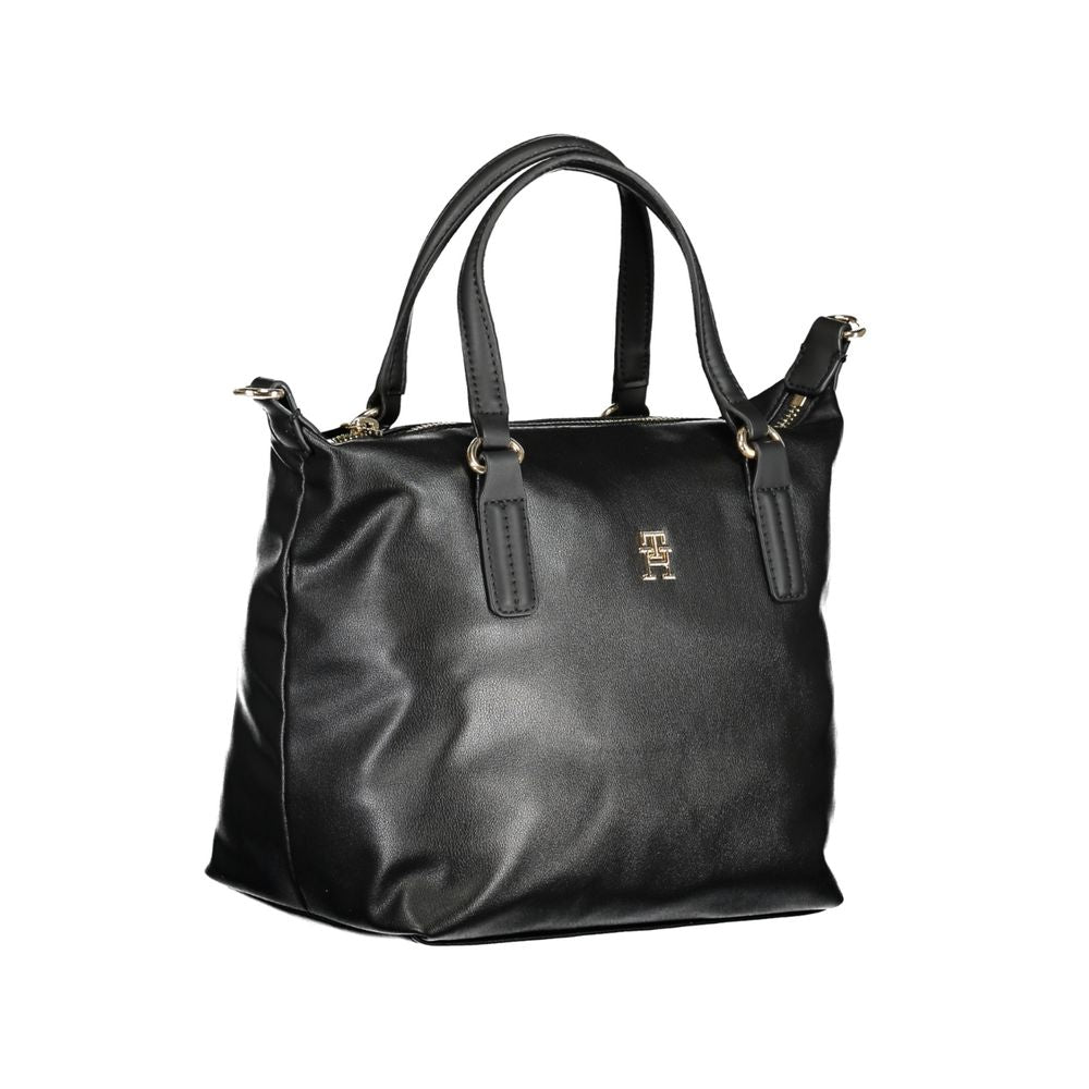 Schwarze Polyester Handtasche