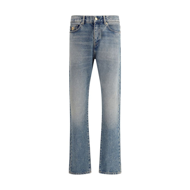 Gerade geschnittene Jeans aus blauem Baumwoll-Denim