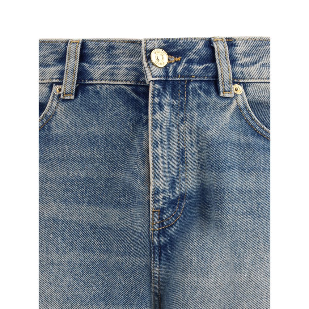 Gerade geschnittene Jeans aus blauem Baumwoll-Denim