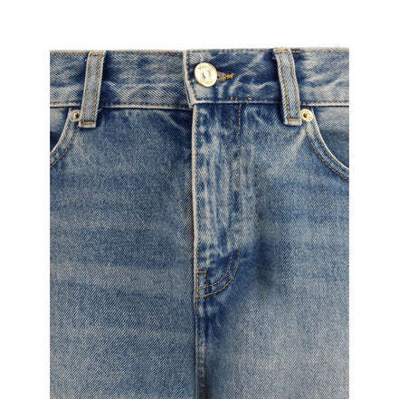 Gerade geschnittene Jeans aus blauem Baumwoll-Denim