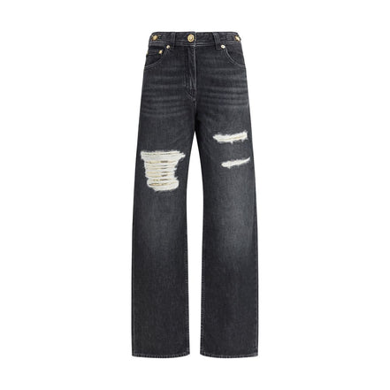 Schwarze Baumwolljeans mit lockerer Passform
