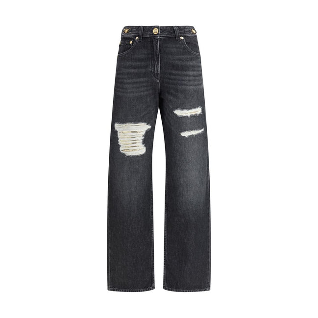 Schwarze Baumwolljeans mit lockerer Passform