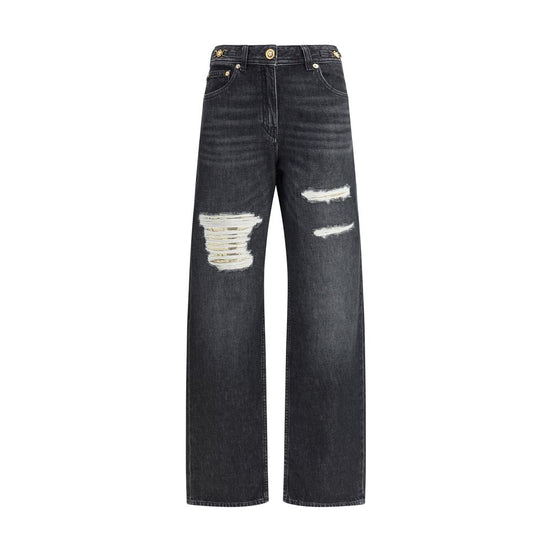 Schwarze Baumwolljeans mit lockerer Passform