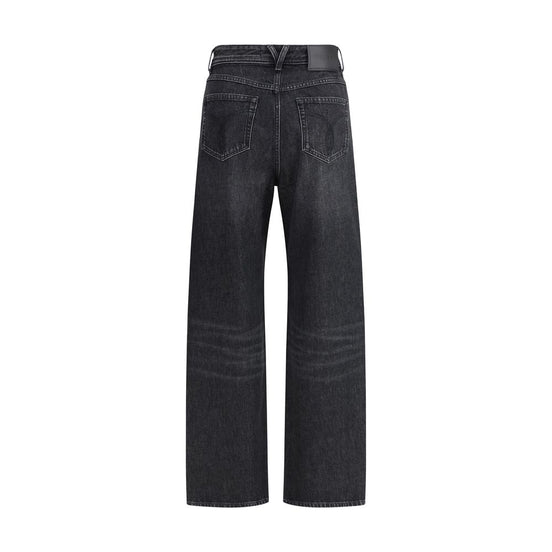 Schwarze Baumwolljeans mit lockerer Passform